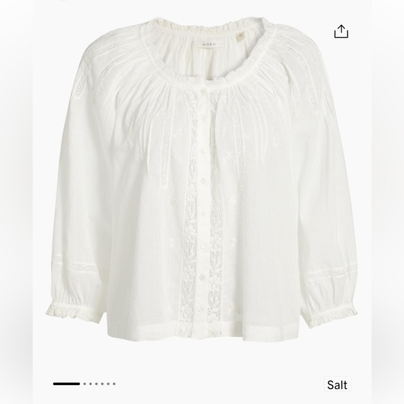 Doen Abigail top- White Lace-Trimmed Blouse - Picture 1 of 1